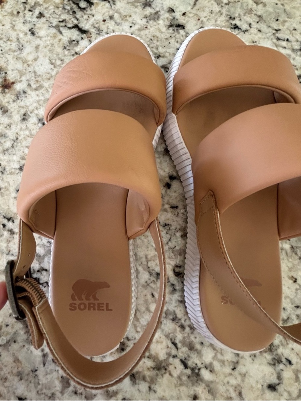 Size 8.5 Sorel Tan Double-Band Slingback Sandals - Picture 2 of 6